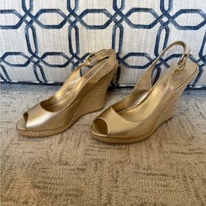 Gold wedge heels